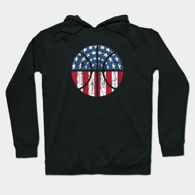 American Flag Grunge Basketball Patriotic Stars and Stripes Hoodie by TeeCreations